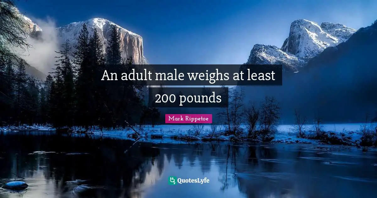 Adults Quotes: "An adult male weighs at least 200 pounds"