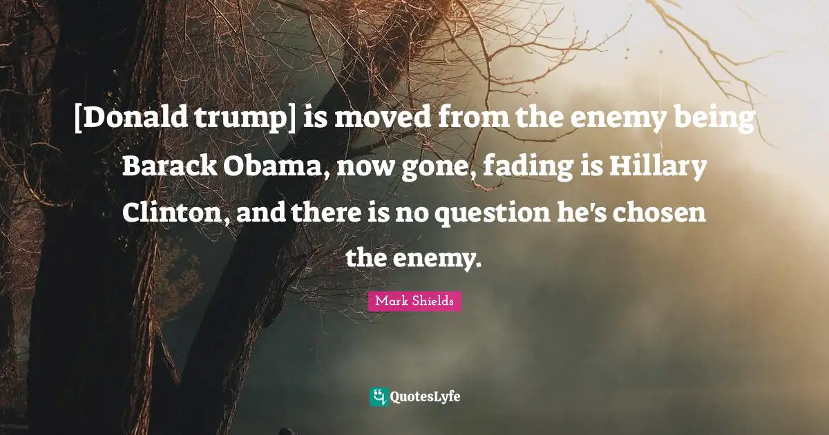 [Donald trump] is moved from the enemy being Barack Obama, now gone, fading is Hillary Clinton, and there is no question he's chosen the enemy.