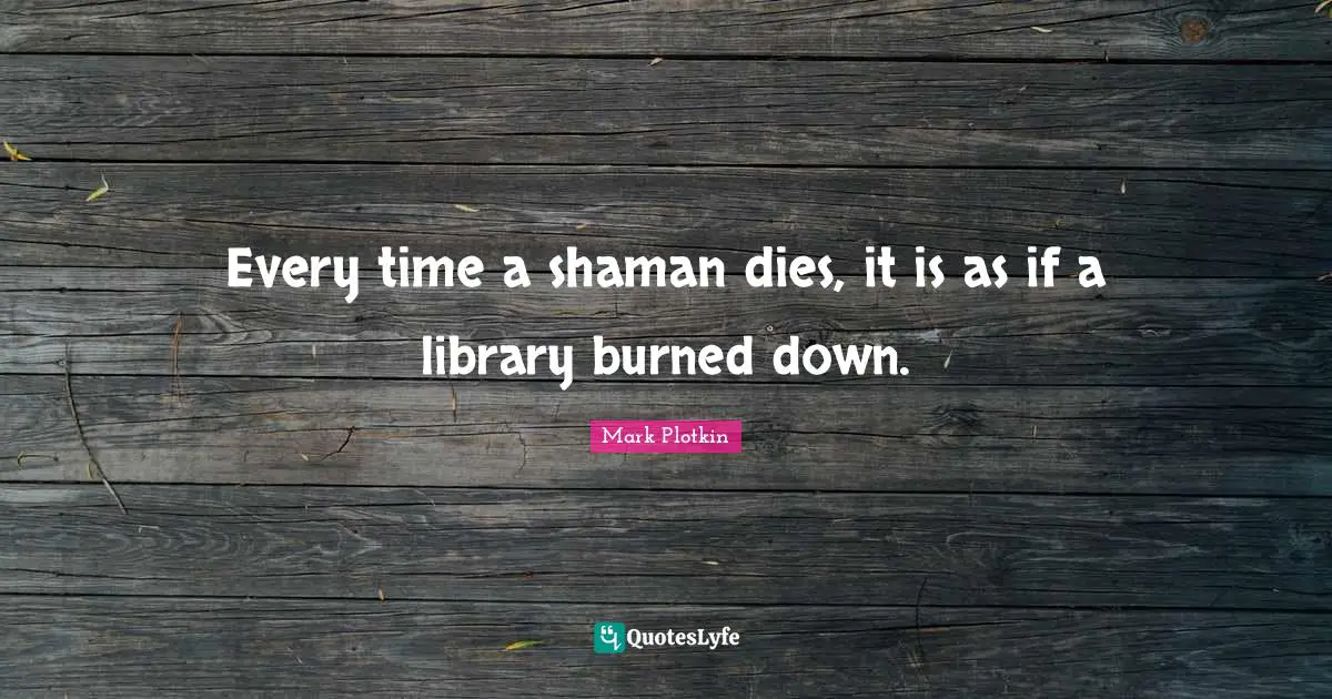 Every time a shaman dies, it is as if a library burned down.
