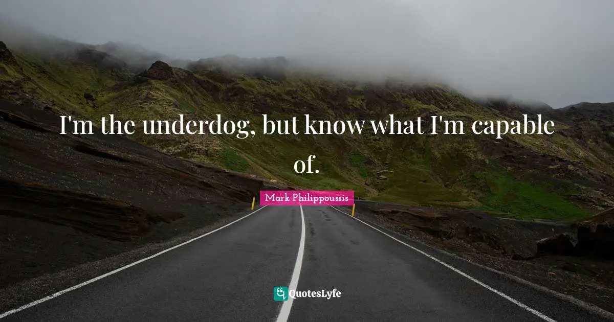 I'm the underdog, but know what I'm capable of.