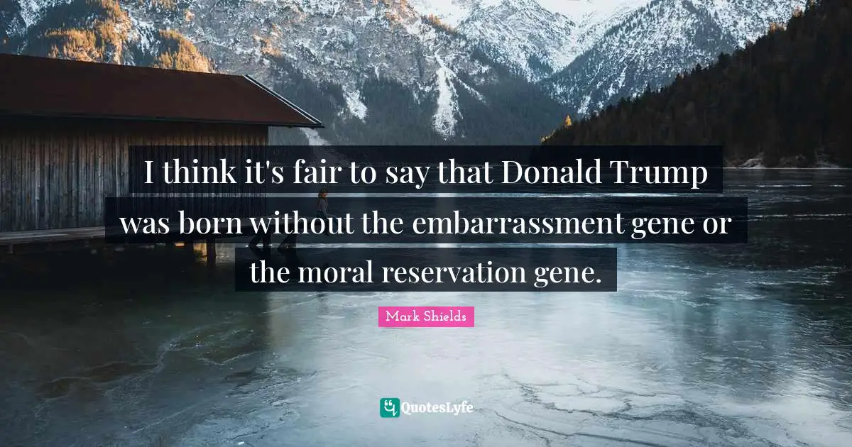 I think it's fair to say that Donald Trump was born without the embarrassment gene or the moral reservation gene.