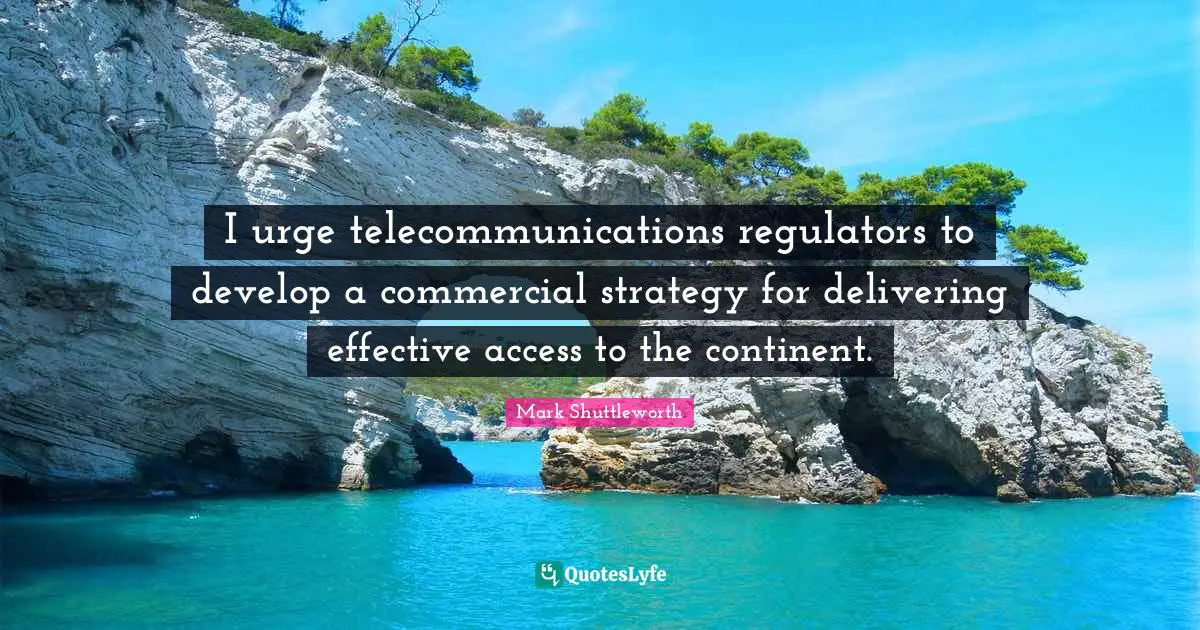 I urge telecommunications regulators to develop a commercial strategy for delivering effective access to the continent.