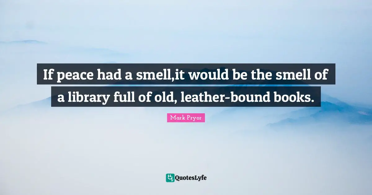 Library Quotes: "If peace had a smell,it would be the smell of a library full of old, leather-bound books."