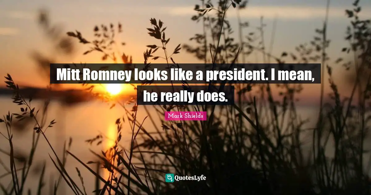 Mitt Romney looks like a president. I mean, he really does.