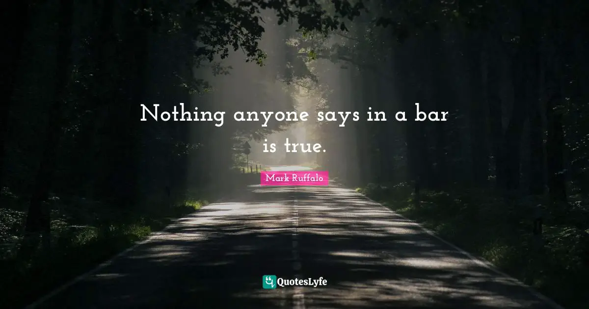 Nothing anyone says in a bar is true.