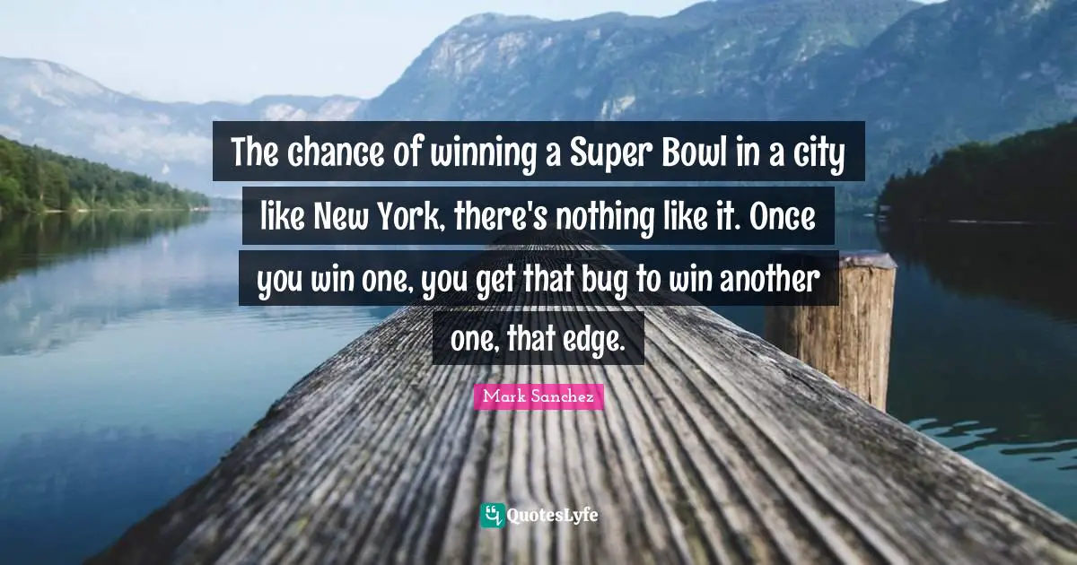 The chance of winning a Super Bowl in a city like New York, there's nothing like it. Once you win one, you get that bug to win another one, that edge.