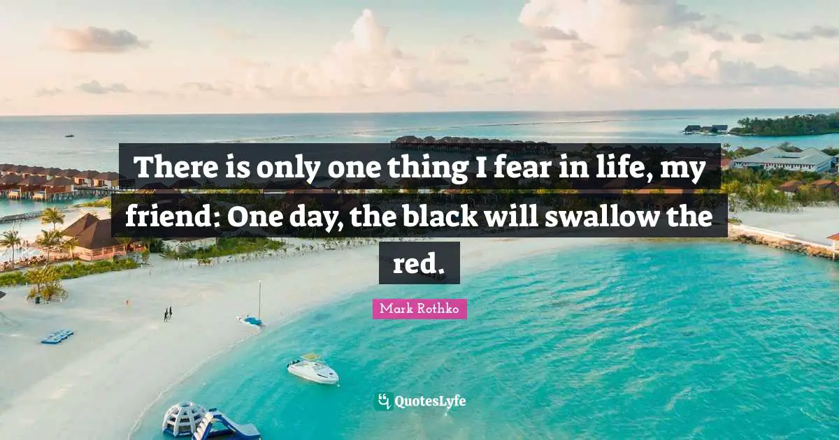 Mark Rothko Quotes: There is only one thing I fear in life, my friend: One day, the black will swallow the red.