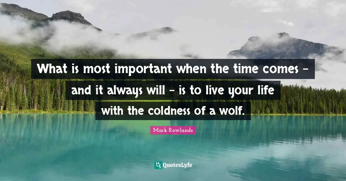 What is most important when the time comes - and it always will - is to live your life with the coldness of a wolf.