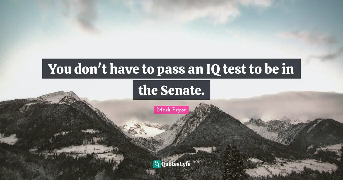 You don't have to pass an IQ test to be in the Senate.