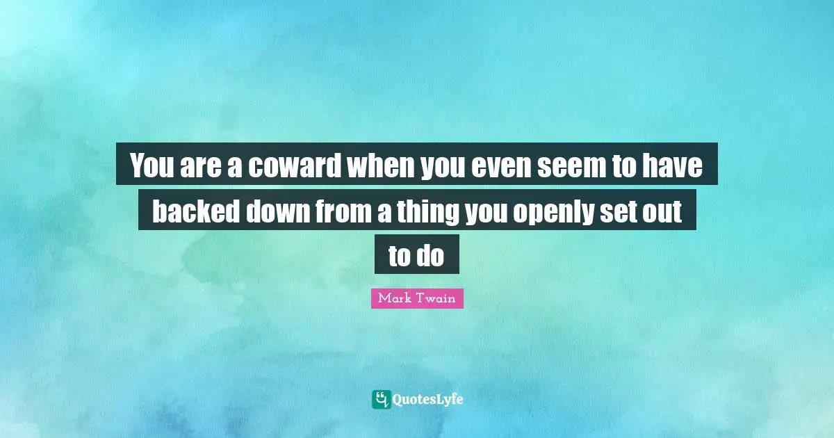 You are a coward when you even seem to have backed down from a thing you openly set out to do