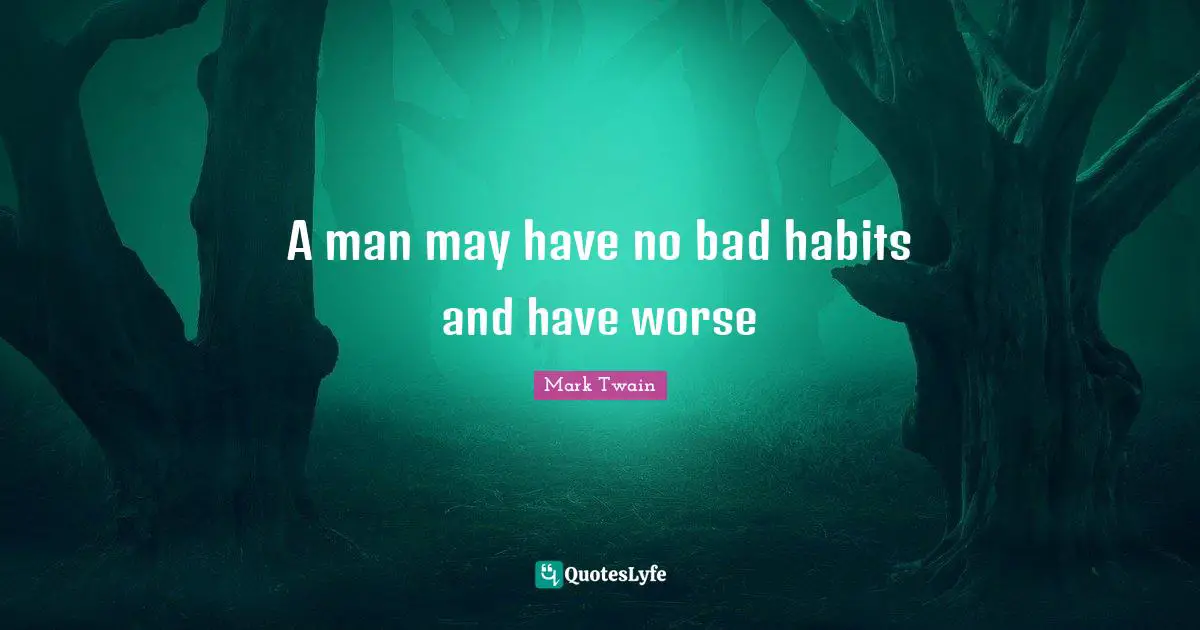 A man may have no bad habits and have worse