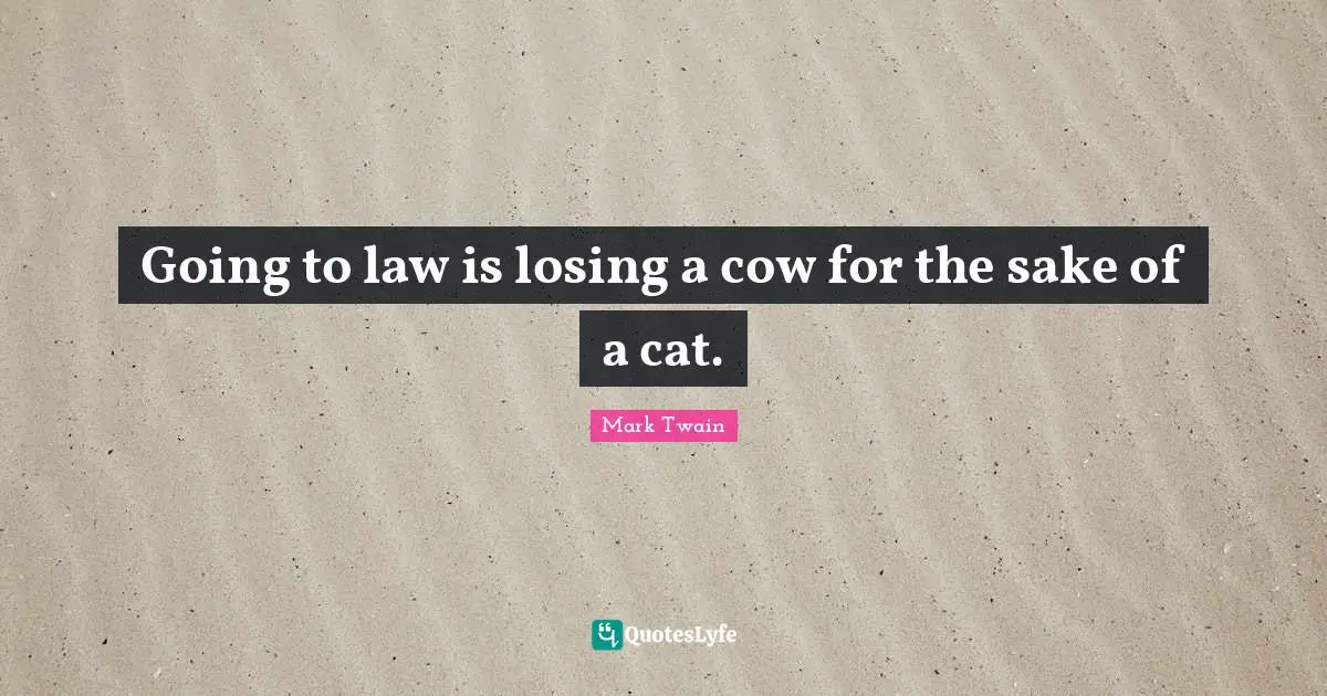 Going to law is losing a cow for the sake of a cat.