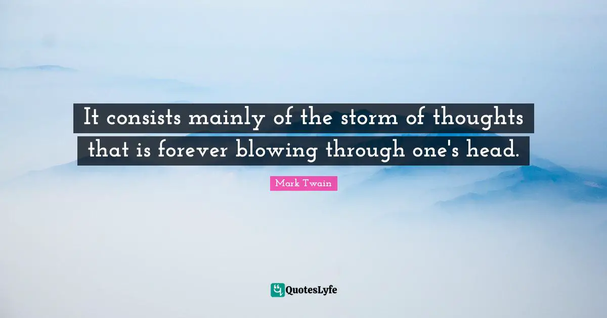 It consists mainly of the storm of thoughts that is forever blowing through one's head.