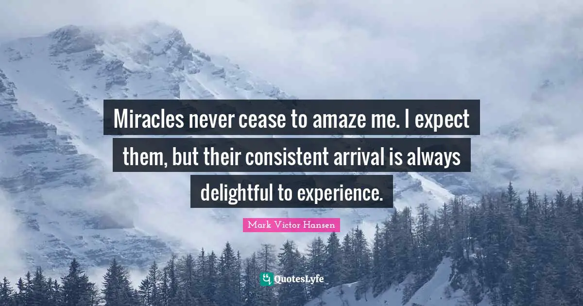 Miracles never cease to amaze me. I expect them, but their consistent arrival is always delightful to experience.