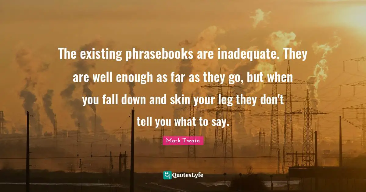 The existing phrasebooks are inadequate. They are well enough as far as they go, but when you fall down and skin your leg they don't tell you what to say.