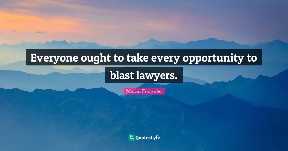 Everyone ought to take every opportunity to blast lawyers.