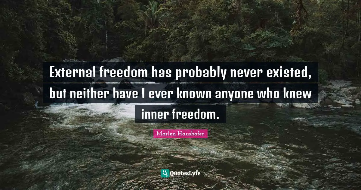 External freedom has probably never existed, but neither have I ever known anyone who knew inner freedom.