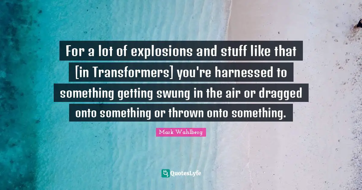 For a lot of explosions and stuff like that [in Transformers] you're harnessed to something getting swung in the air or dragged onto something or thrown onto something.