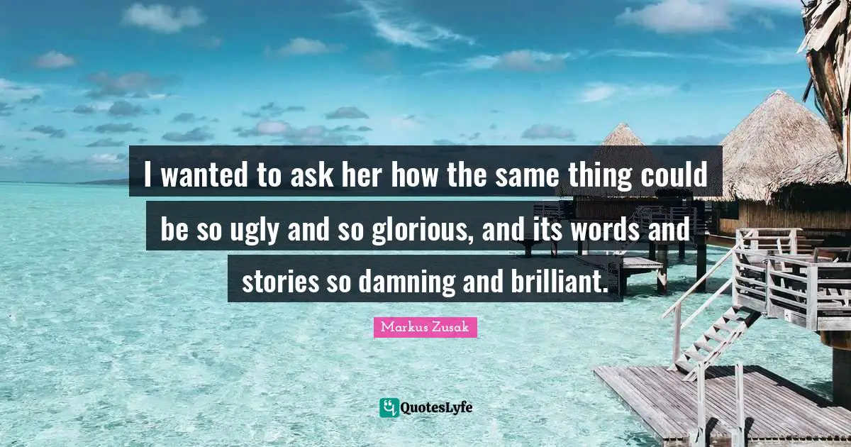 I wanted to ask her how the same thing could be so ugly and so glorious, and its words and stories so damning and brilliant.