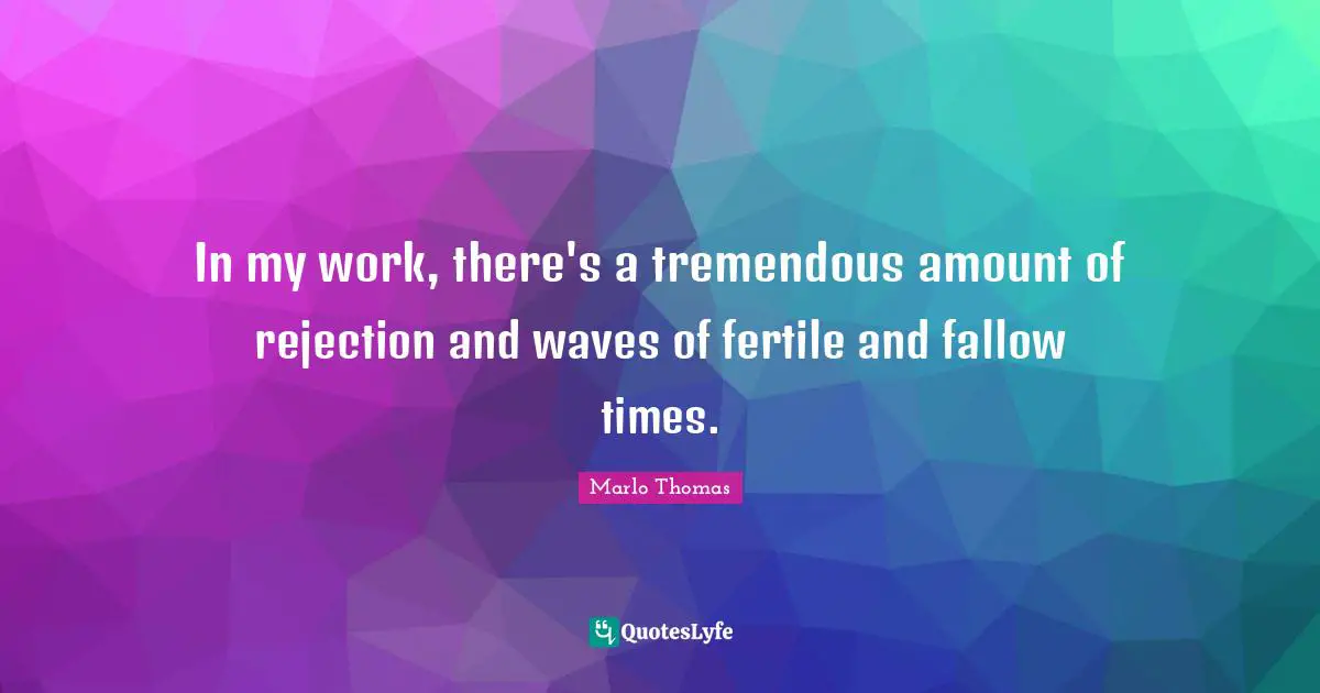 In my work, there's a tremendous amount of rejection and waves of fertile and fallow times.