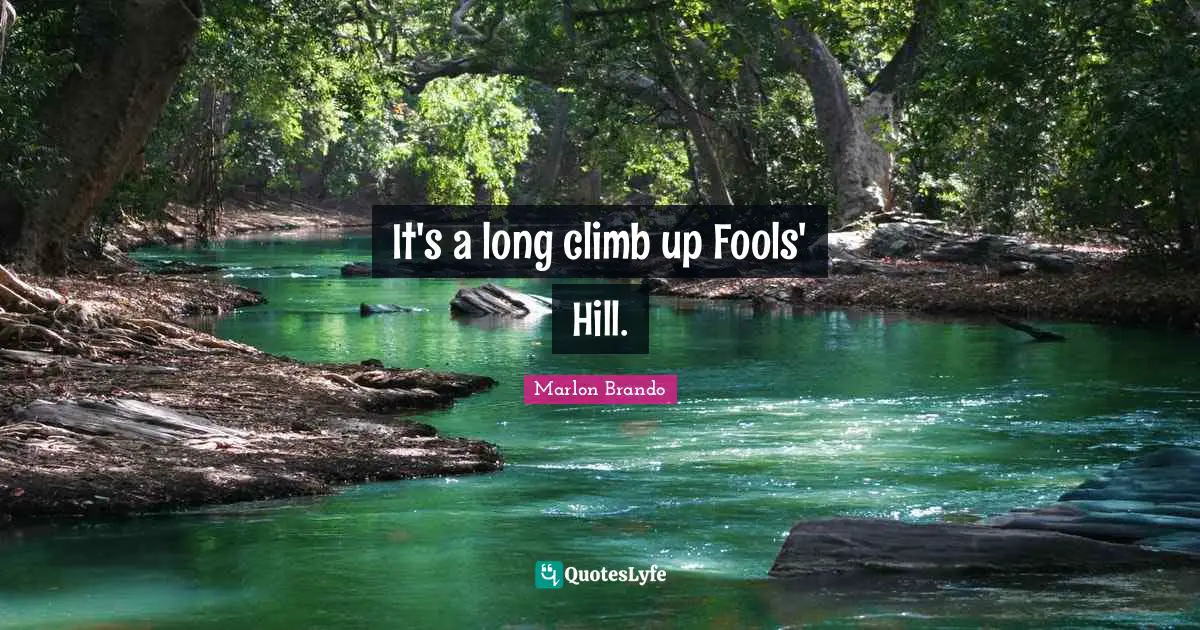 Marlon Brando Quotes: "It's a long climb up Fools' Hill."