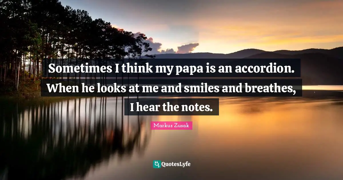 Sometimes I think my papa is an accordion. When he looks at me and smiles and breathes, I hear the notes.