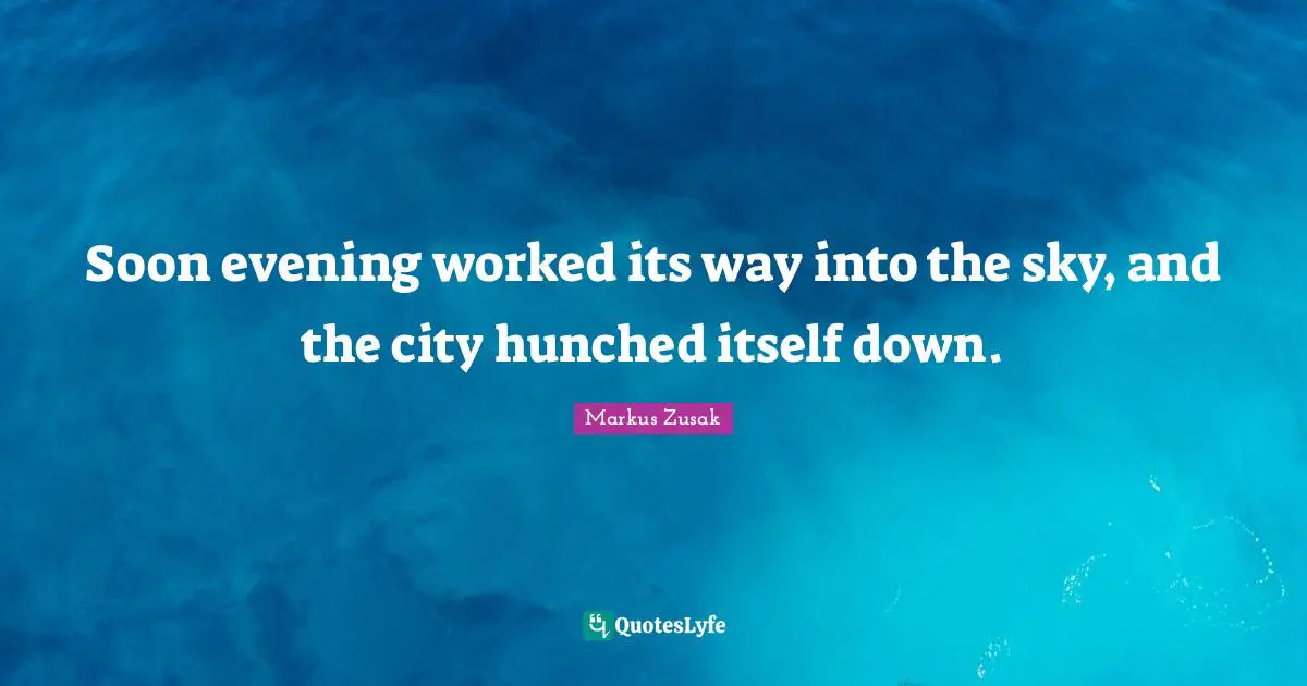 Soon evening worked its way into the sky, and the city hunched itself down.
