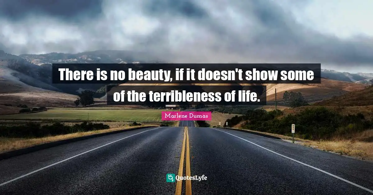 There is no beauty, if it doesn't show some of the terribleness of life.