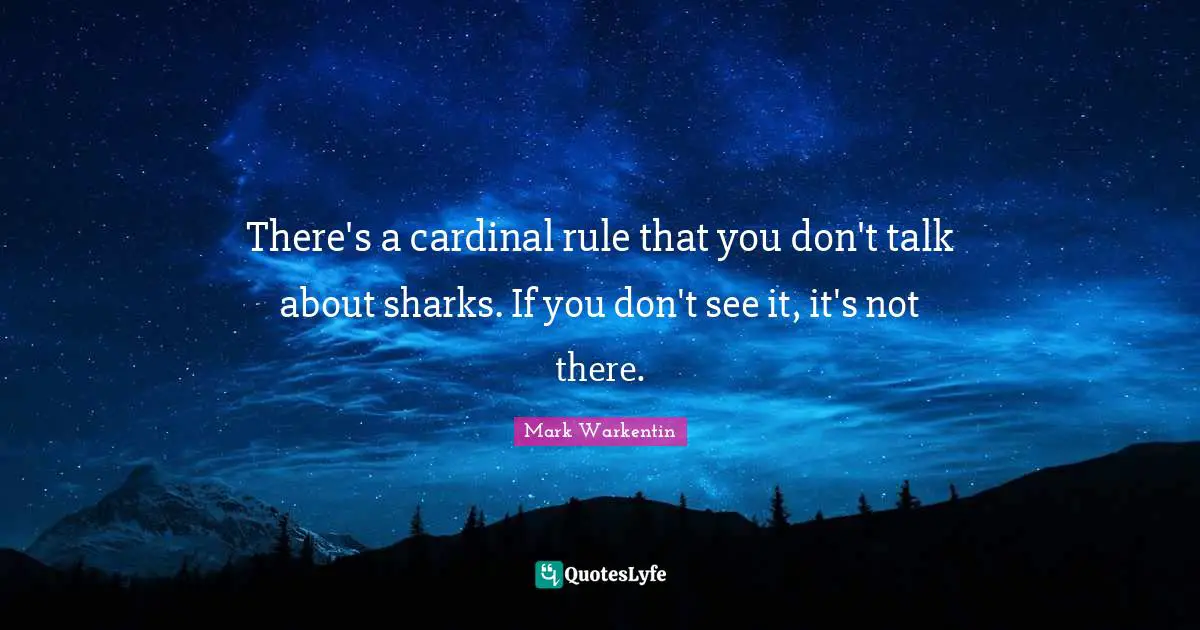 There's a cardinal rule that you don't talk about sharks. If you don't see it, it's not there.
