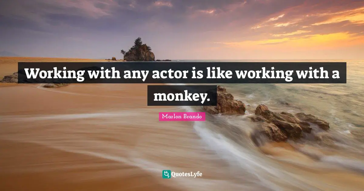 Working with any actor is like working with a monkey.