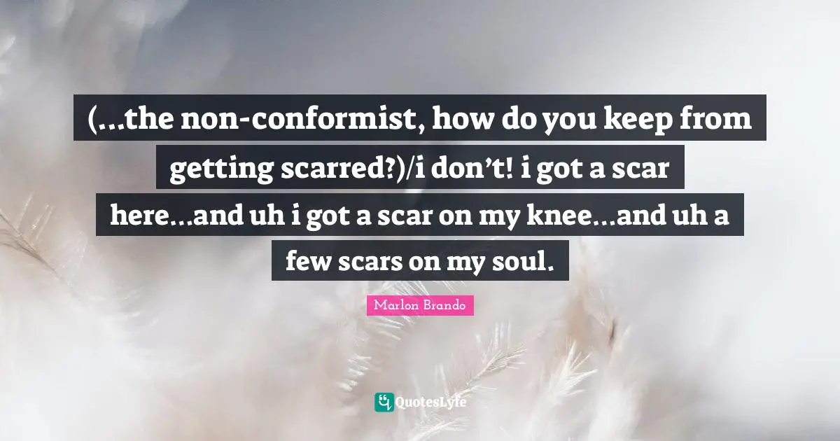 (...the non-conformist, how do you keep from getting scarred?)/i don’t! i got a scar here…and uh i got a scar on my knee…and uh a few scars on my soul.