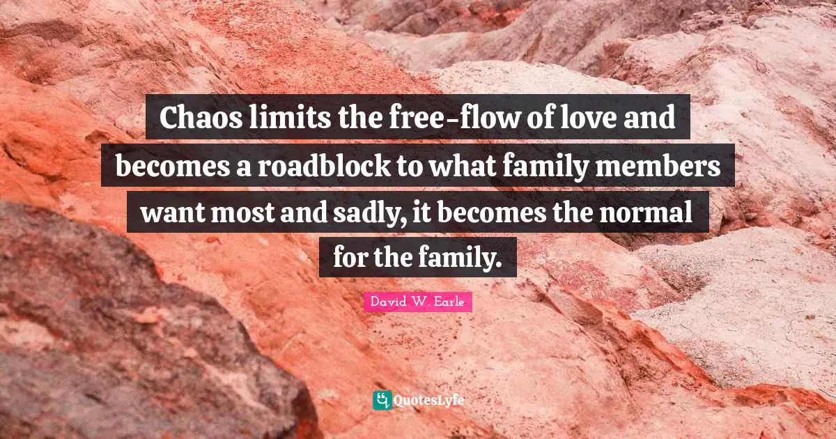 Chaos limits the free-flow of love and becomes a roadblock to what family members want most and sadly, it becomes the normal for the family.