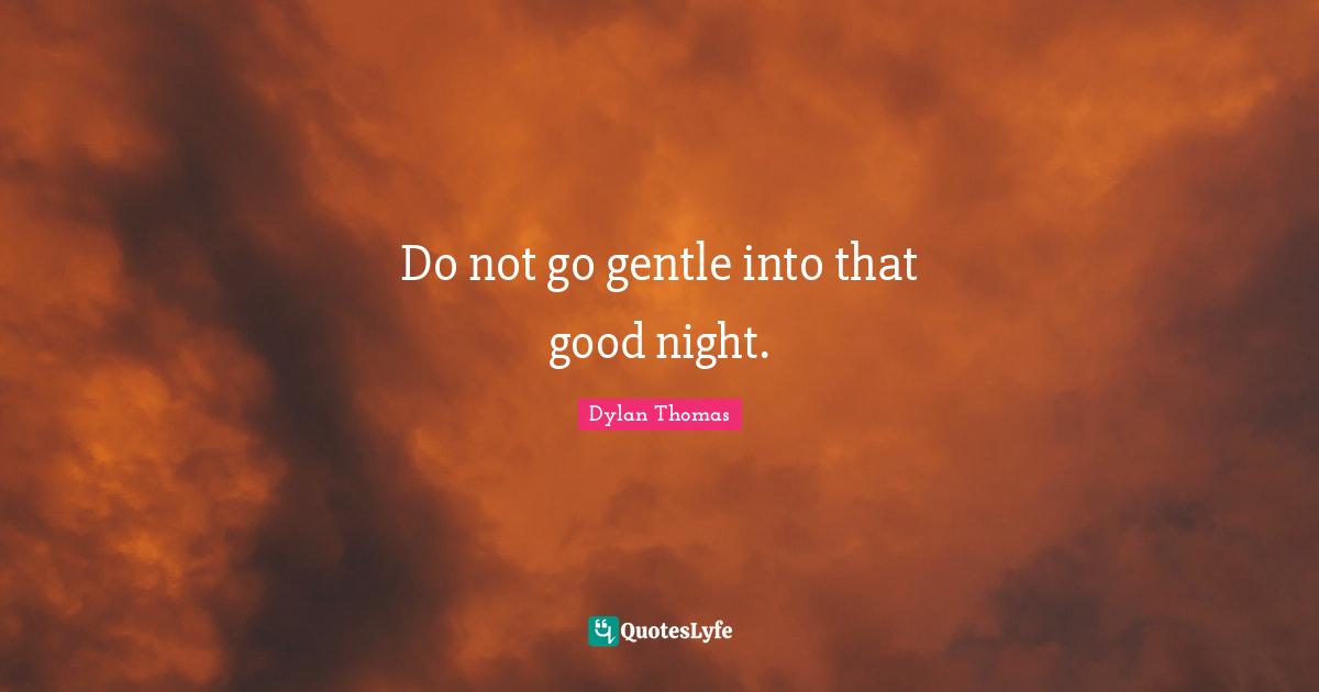 Do not go gentle into that good night.