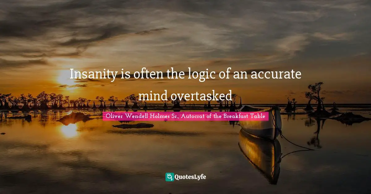 Insanity is often the logic of an accurate mind overtasked