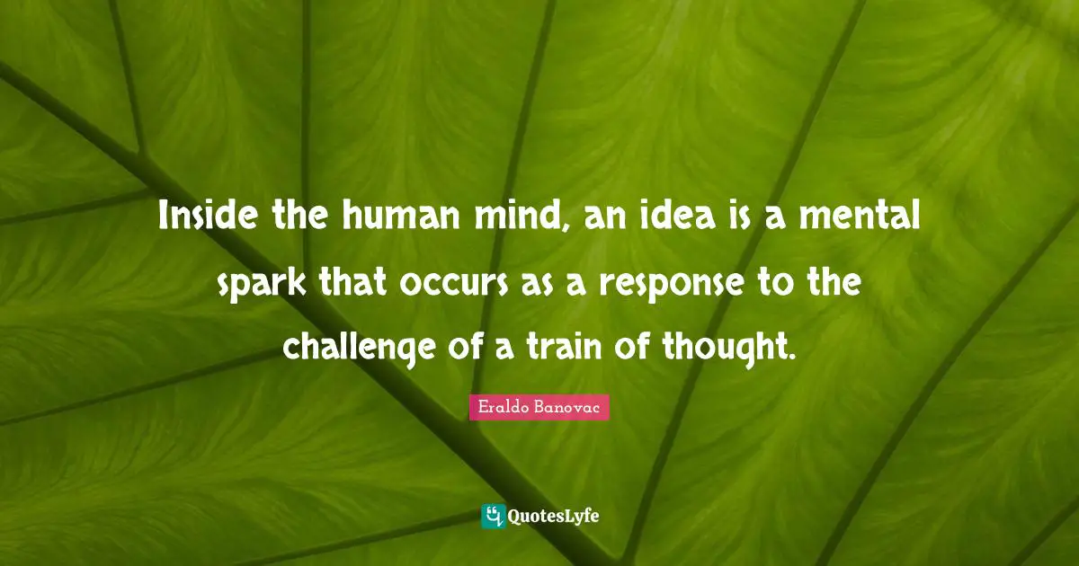 Eraldo Banovac Quotes: Inside the human mind, an idea is a mental spark that occurs as a response to the challenge of a train of thought.