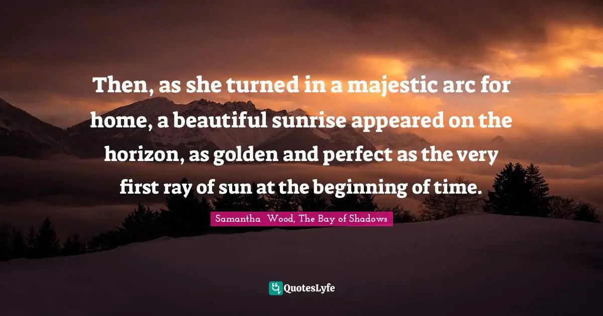 Then, as she turned in a majestic arc for home, a beautiful sunrise appeared on the horizon, as golden and perfect as the very first ray of sun at the beginning of time.