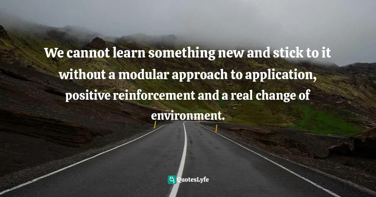 We cannot learn something new and stick to it without a modular approach to application, positive reinforcement and a real change of environment.