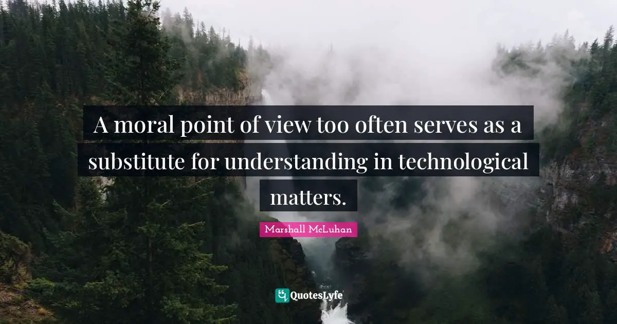 A moral point of view too often serves as a substitute for understanding in technological matters.