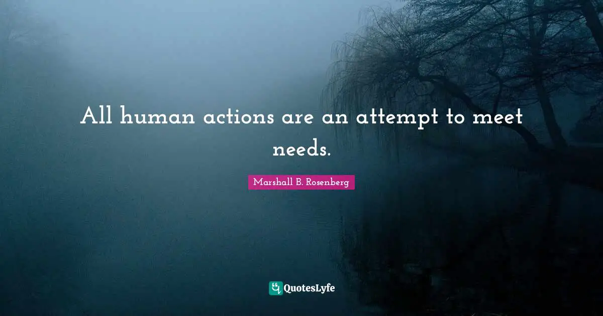 All human actions are an attempt to meet needs.