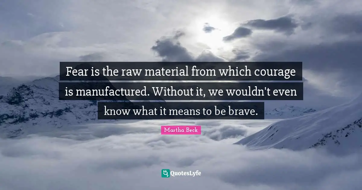 Fear is the raw material from which courage is manufactured. Without it, we wouldn't even know what it means to be brave.