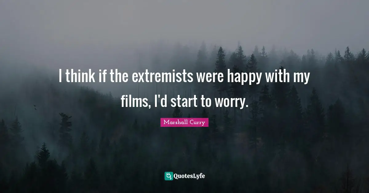 I think if the extremists were happy with my films, I'd start to worry.