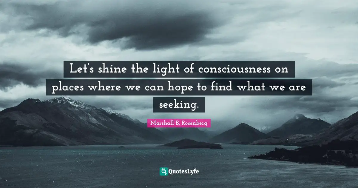 Let’s shine the light of consciousness on places where we can hope to find what we are seeking.