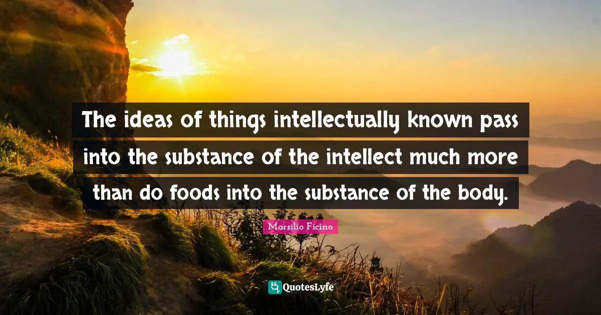 The ideas of things intellectually known pass into the substance of the intellect much more than do foods into the substance of the body.