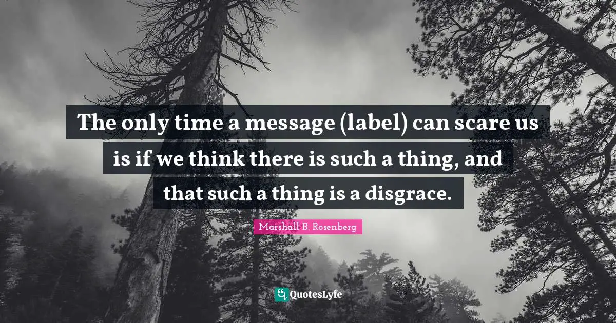 The only time a message (label) can scare us is if we think there is such a thing, and that such a thing is a disgrace.