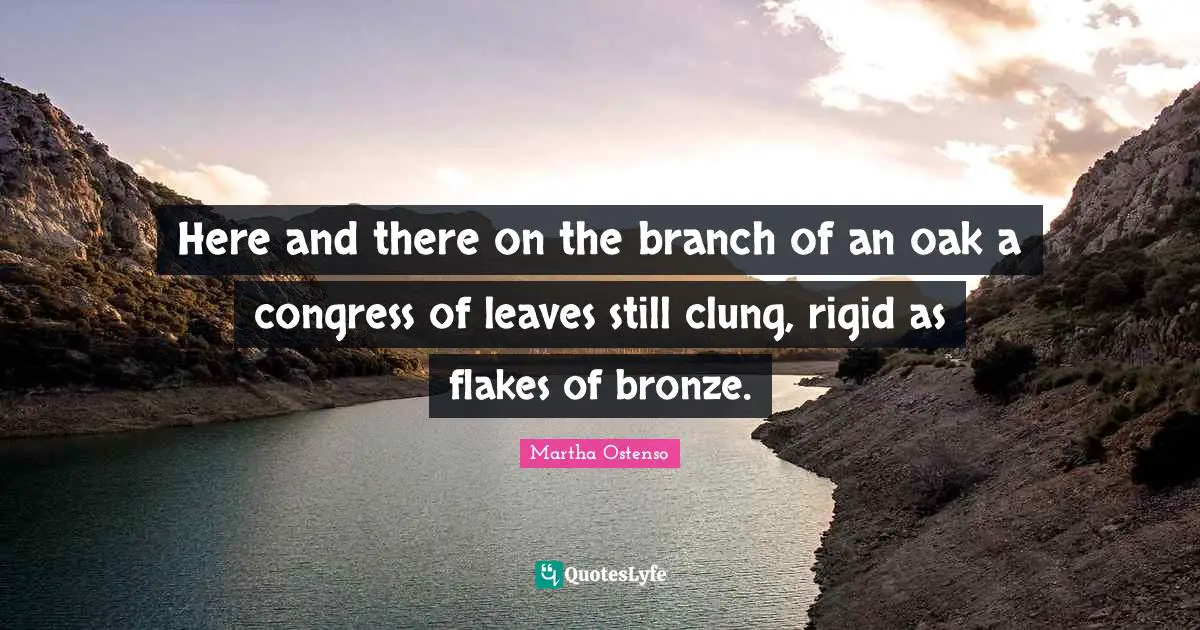 Flakes Quotes: "Here and there on the branch of an oak a congress of leaves still clung, rigid as flakes of bronze."