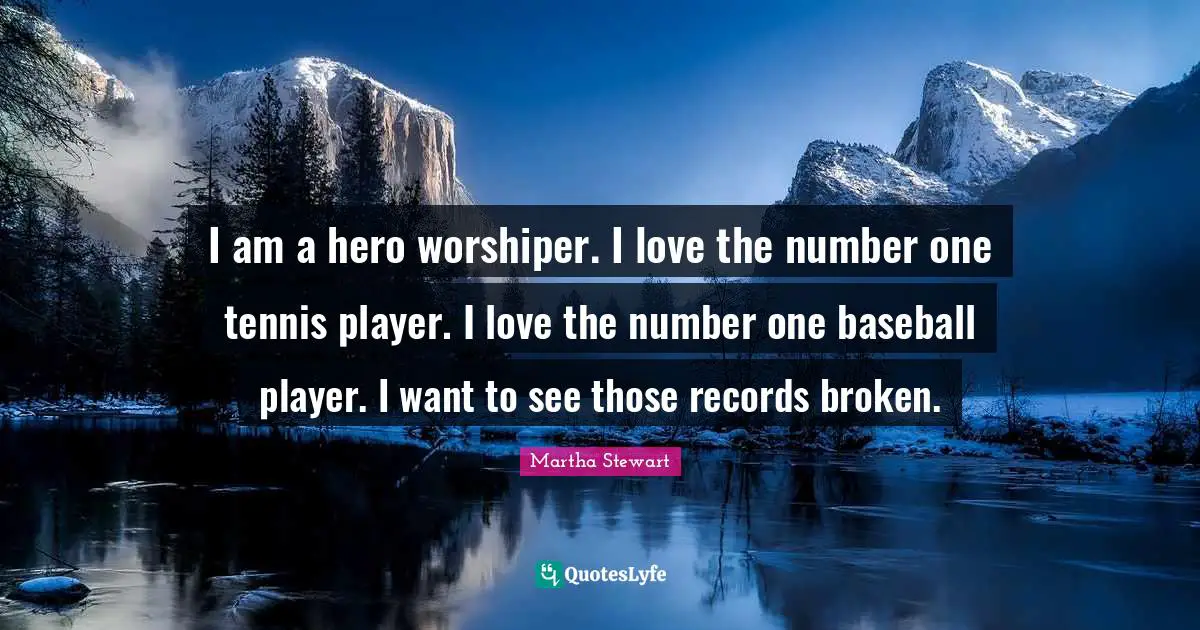 I am a hero worshiper. I love the number one tennis player. I love the number one baseball player. I want to see those records broken.