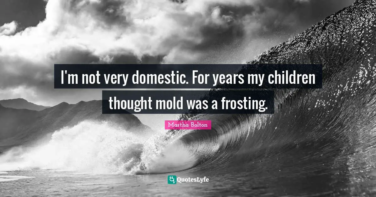I'm not very domestic. For years my children thought mold was a frosting.