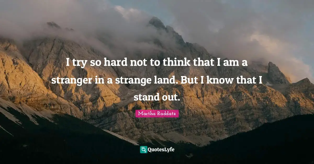 I try so hard not to think that I am a stranger in a strange land. But I know that I stand out.