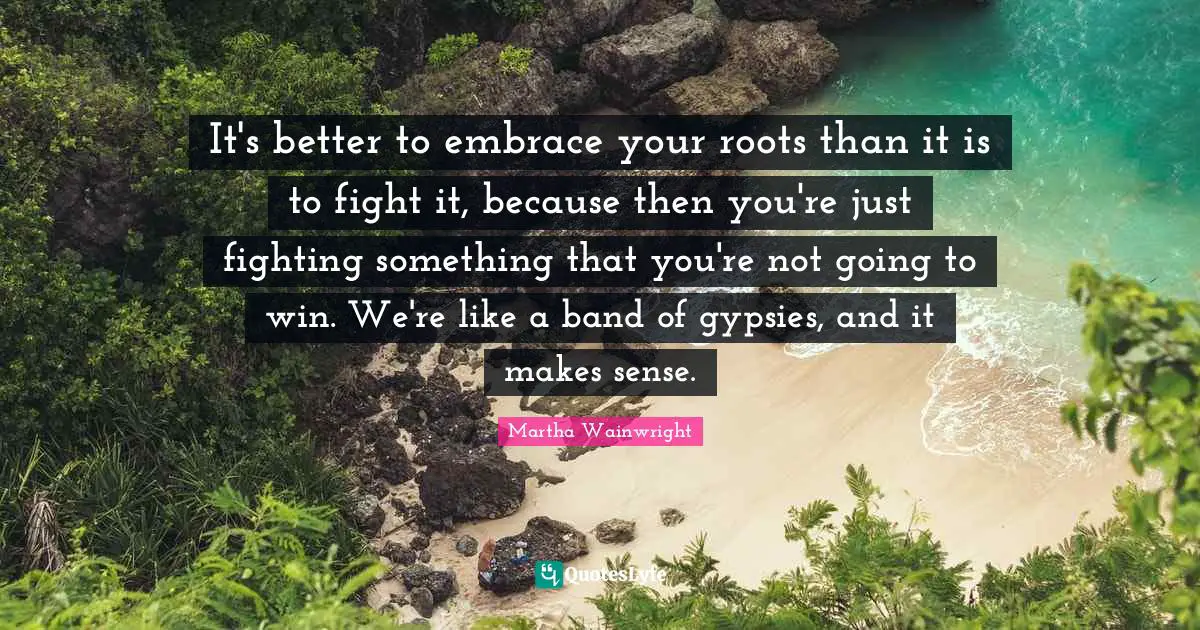 It's better to embrace your roots than it is to fight it, because then you're just fighting something that you're not going to win. We're like a band of gypsies, and it makes sense.