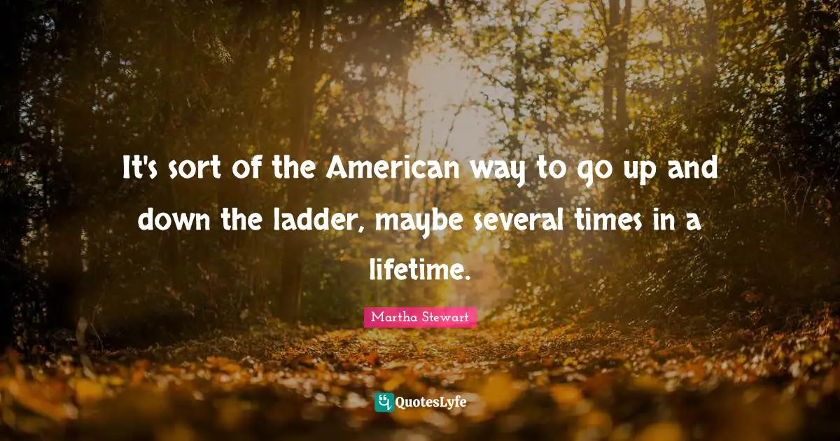 It's sort of the American way to go up and down the ladder, maybe several times in a lifetime.